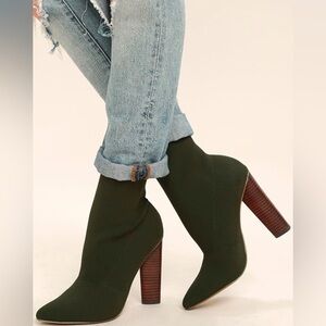 Steve Madden Capitol Olive Knit Mid-Calf High Heel Boots